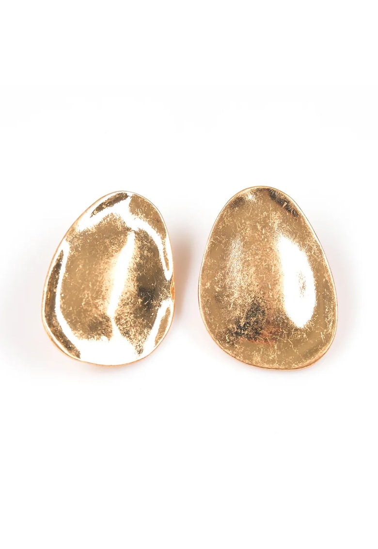 Cercei aurii ovali cu clips - 3x4cm