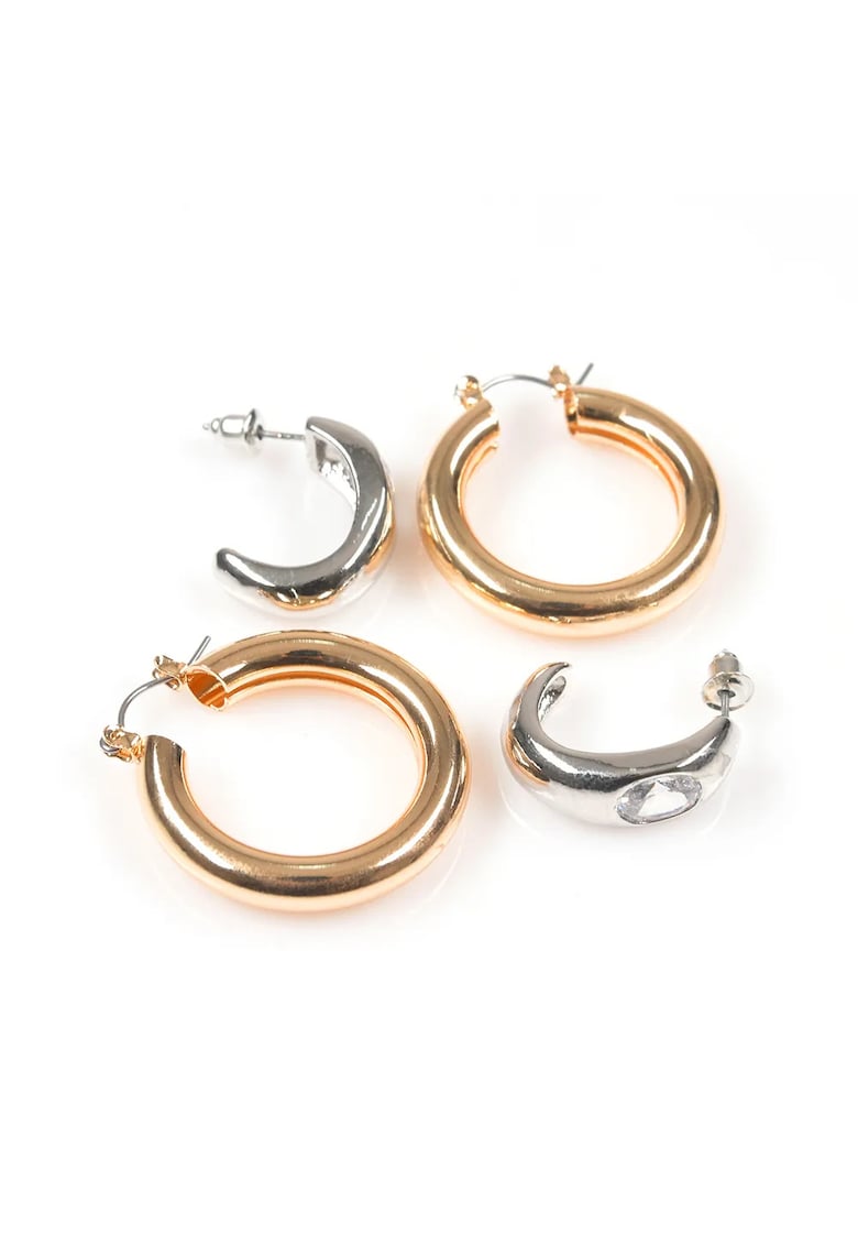 Cercei hoop auriu și argintiu - 3x3cm