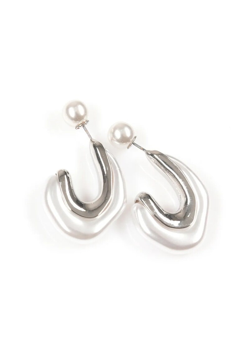 Cercei alb-argintiu - 2x2cm