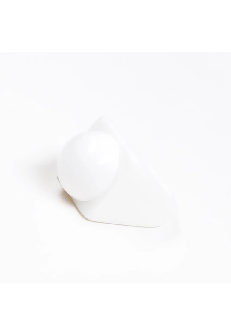 Inel alb cu piatră rotundă - design minimalist - 54