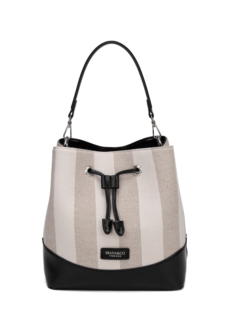Geanta bucket de piele ecologica Eulalia Lux - Negru/Gri