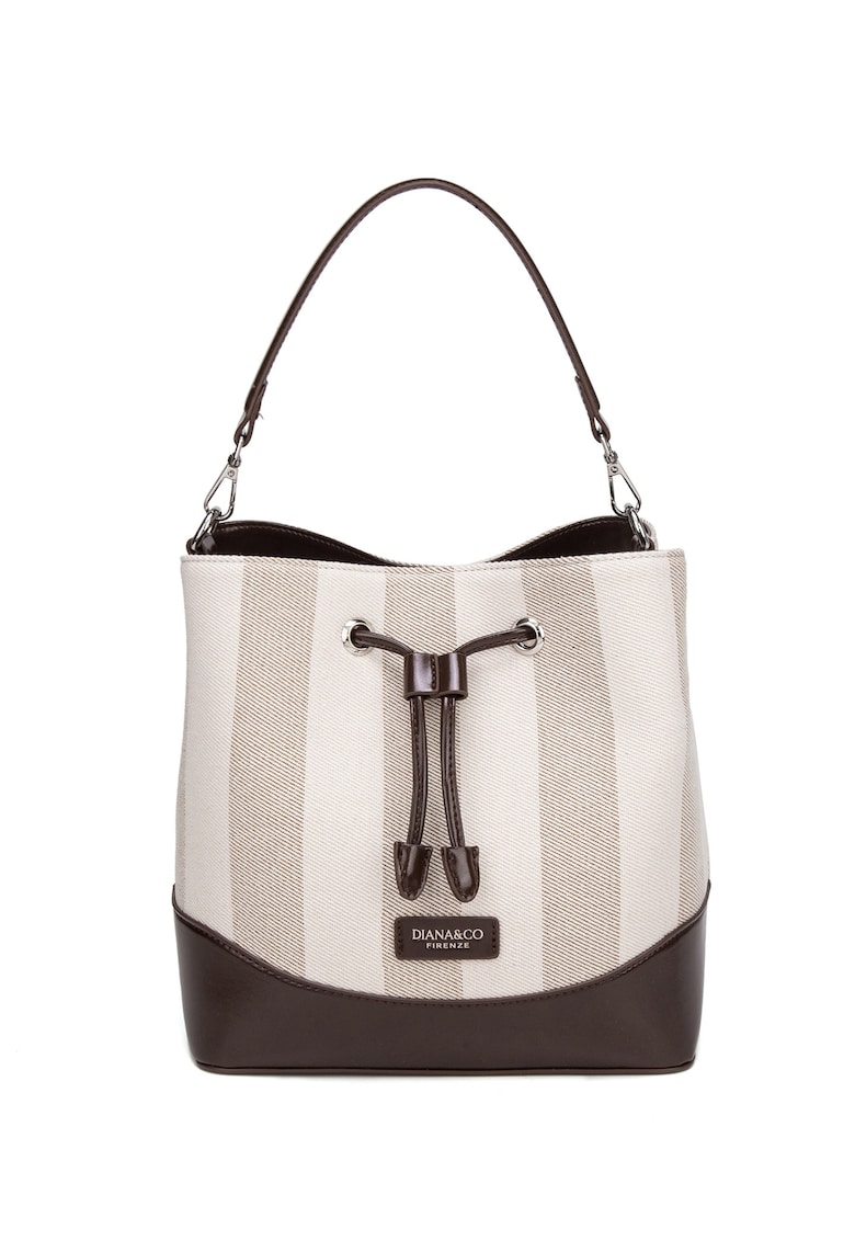 Geanta bucket de piele ecologica Eulalia Lux - Maro/Gri