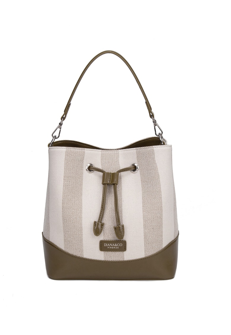 Geanta bucket de piele ecologica Eulalia Lux - Gri/Kaki inchis