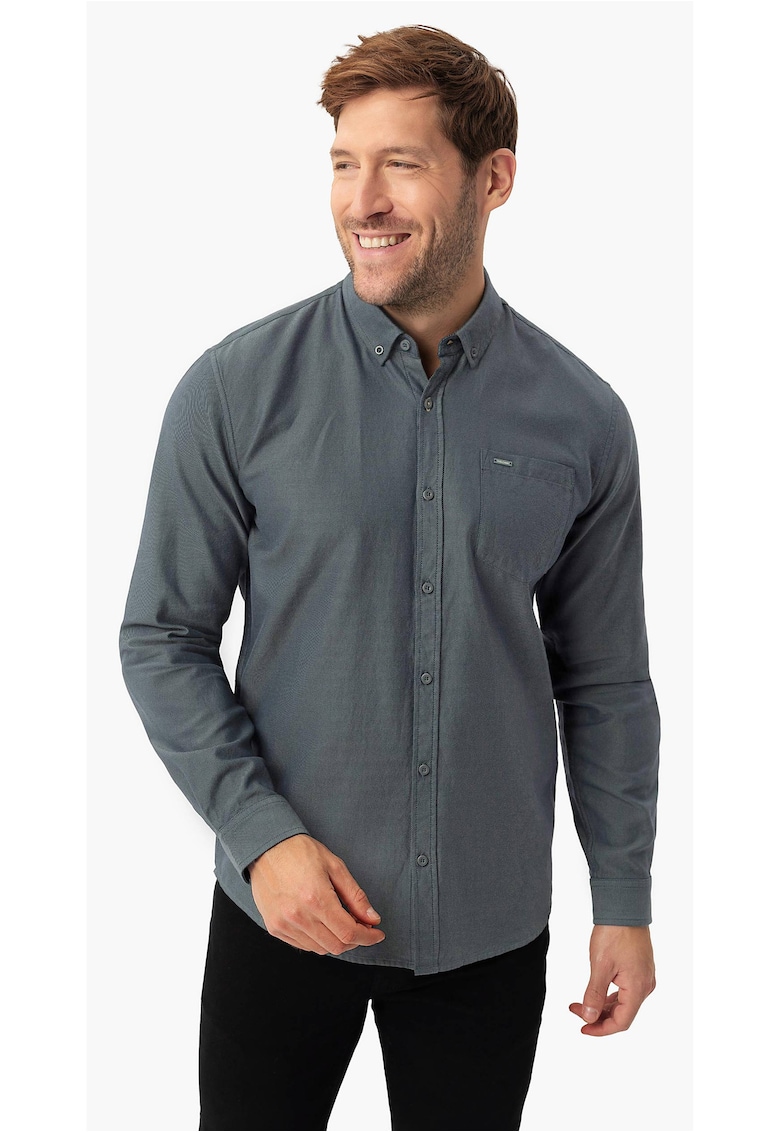 Camasa din bumbac cu maneci lungi - Regular Fit - guler fixat cu nasturi - K-Bentu - verde - Verde
