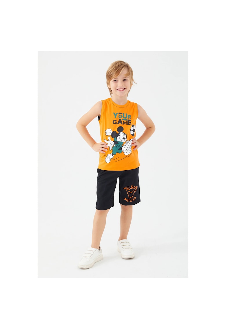Set de top si pantaloni scurti cu Mickey Mouse - Portocaliu