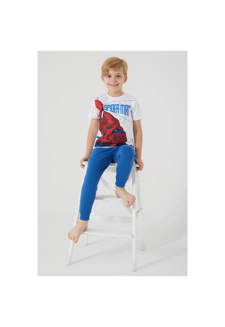 Set de tricou si pantaloni cu Spider-man - Alb