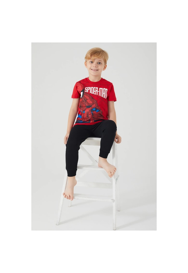 Set de tricou si pantaloni cu Spider-man - Rosu