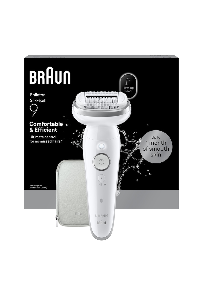 Epilator Silk-épil 9 9-011 3D Flex 360° - Wet & Dry - Smart Touch - 40 de pensete - 2 viteze - Geanta de voiaj - Alb/Argintiu