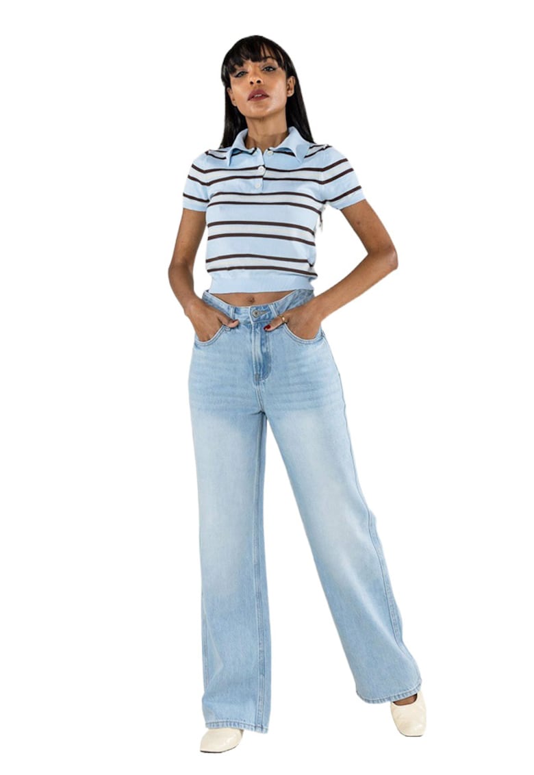 Blugi dama wide leg albastru deschis T001-1 M7 19916 - Albastru deschis