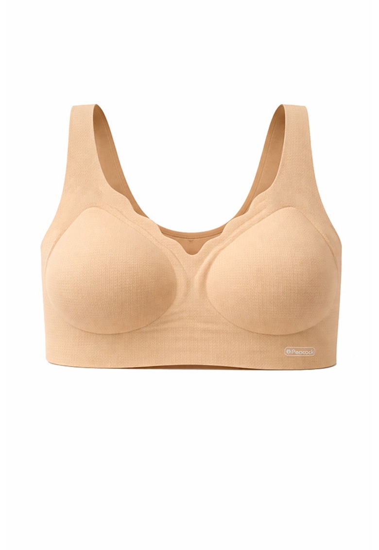 Sutien fara armaturi - cusaturi - cu cupa preformata - SM59 - - Bej inchis