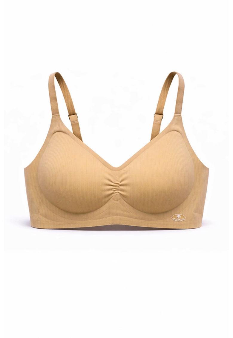 Sutien fara armaturi - cusaturi - cu cupa preformata - SM61 - - Bej inchis