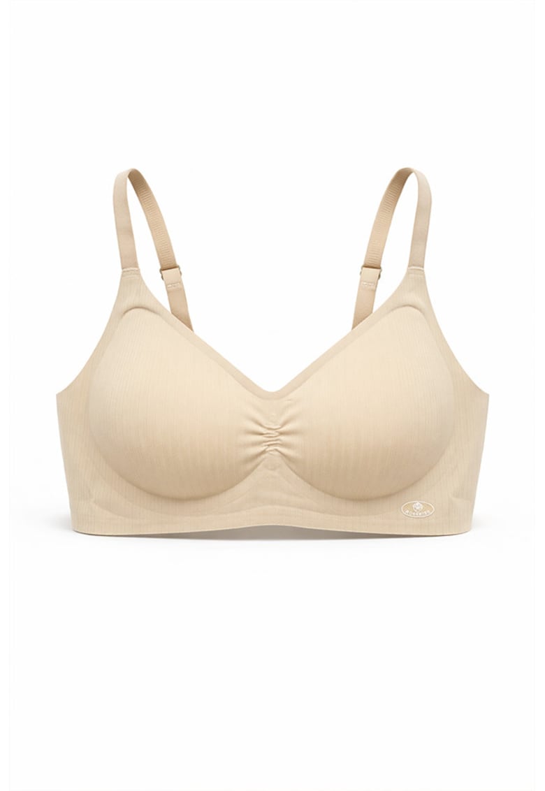Sutien fara armaturi - cusaturi - cu cupa preformata - SM61 - - Bej deschis