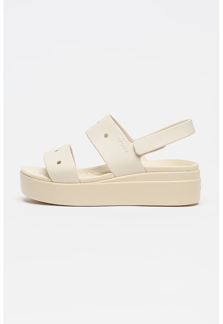 Sandale wedge cu velcro Brooklyn - Maro taupe deschis