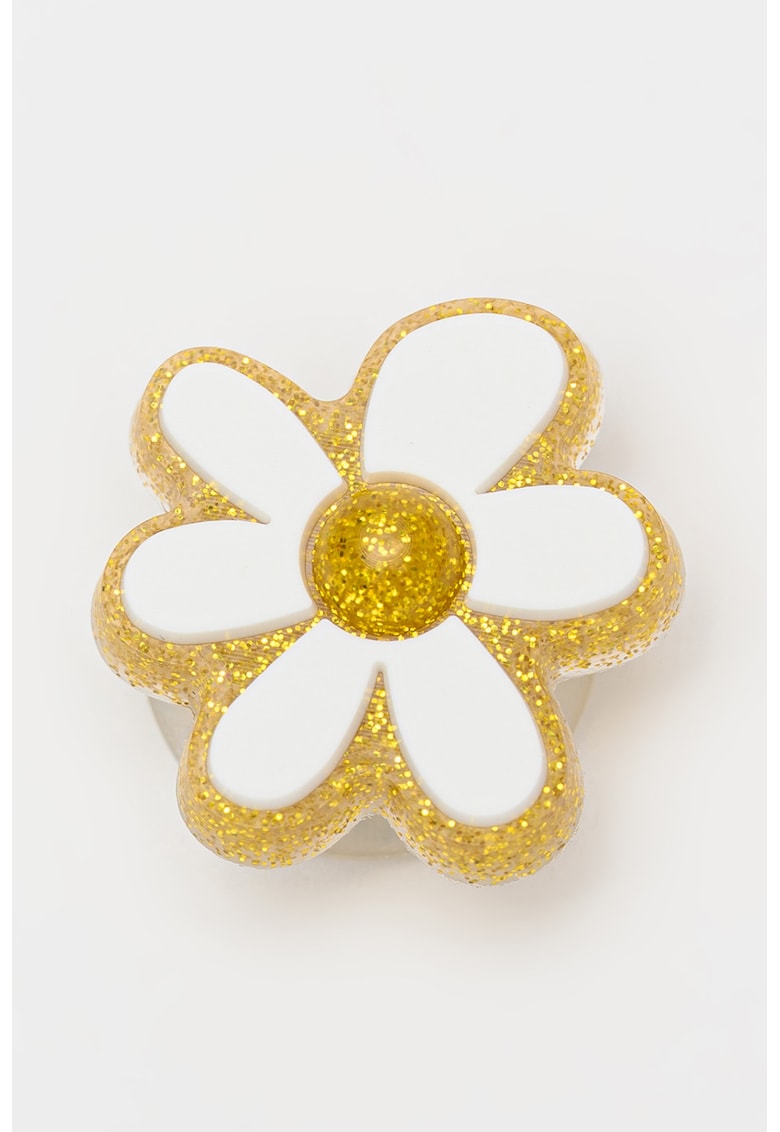 Talisman floral Jibbitz - Alb/Auriu