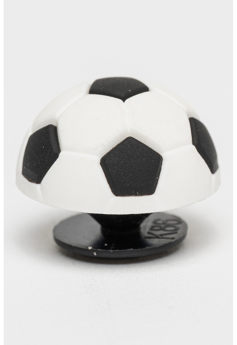 Talisman in forma de minge de fotbal Jibbitz™ - Negru stins/Alb optic