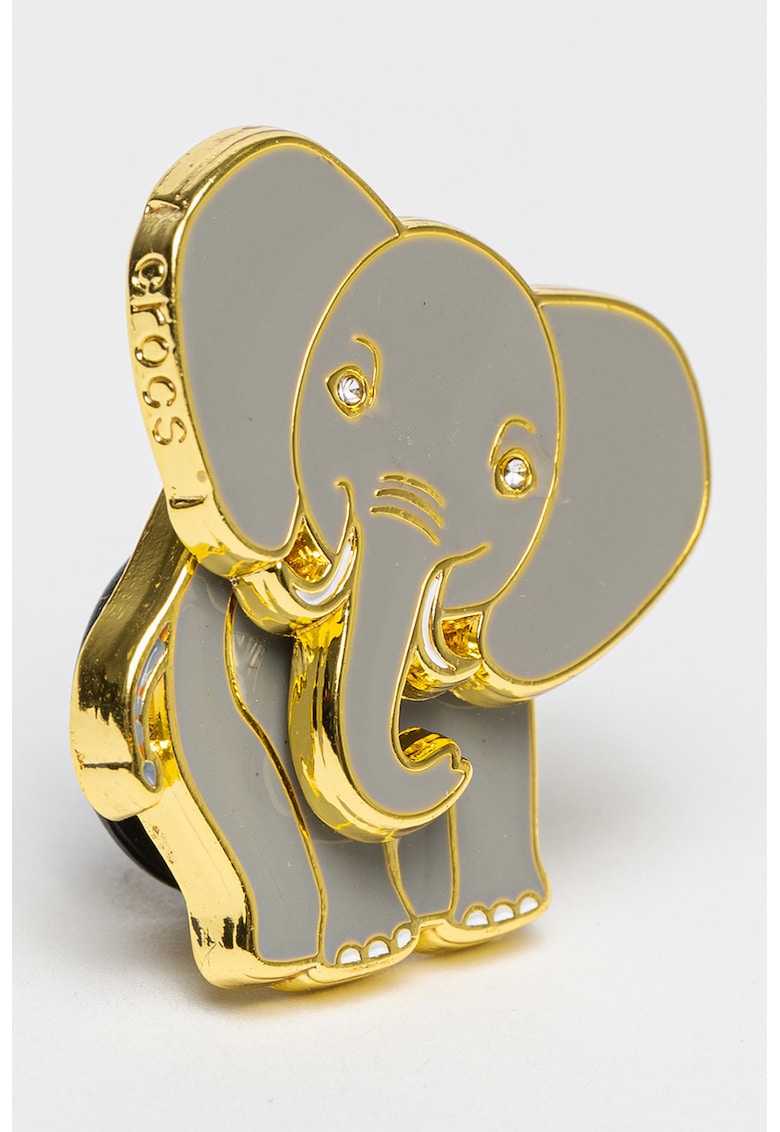 Talisman de email cu elefant Jibbitz™ - Auriu/Argintiu