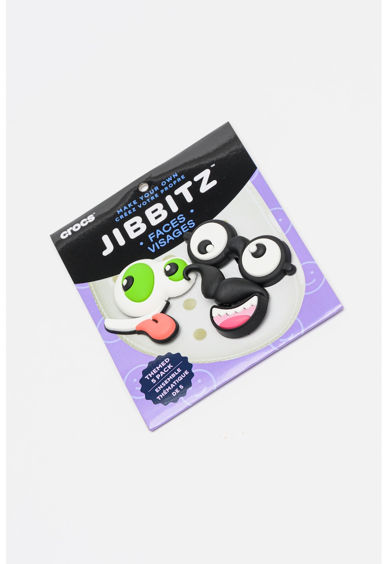 Set de talismane Make Your Own Faces Jibbitz™ - 5 piese - Alb/Negru