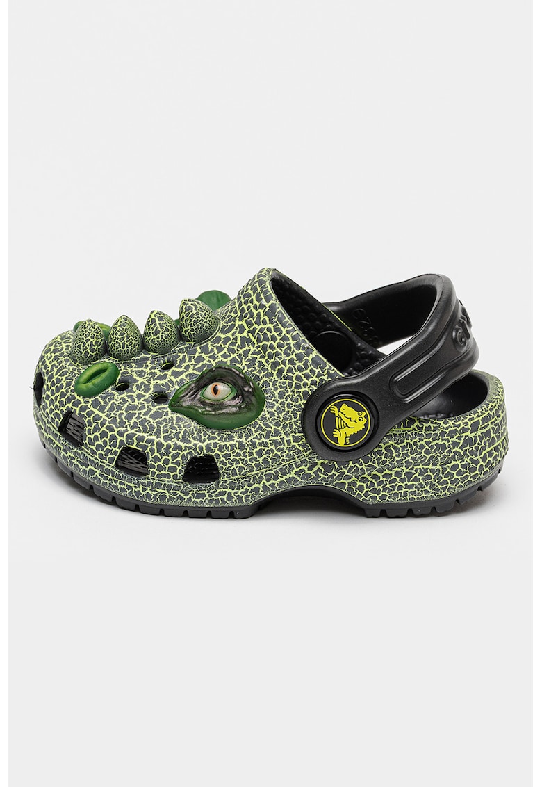 Saboti cu design dinozaur - Negru/Verde electric
