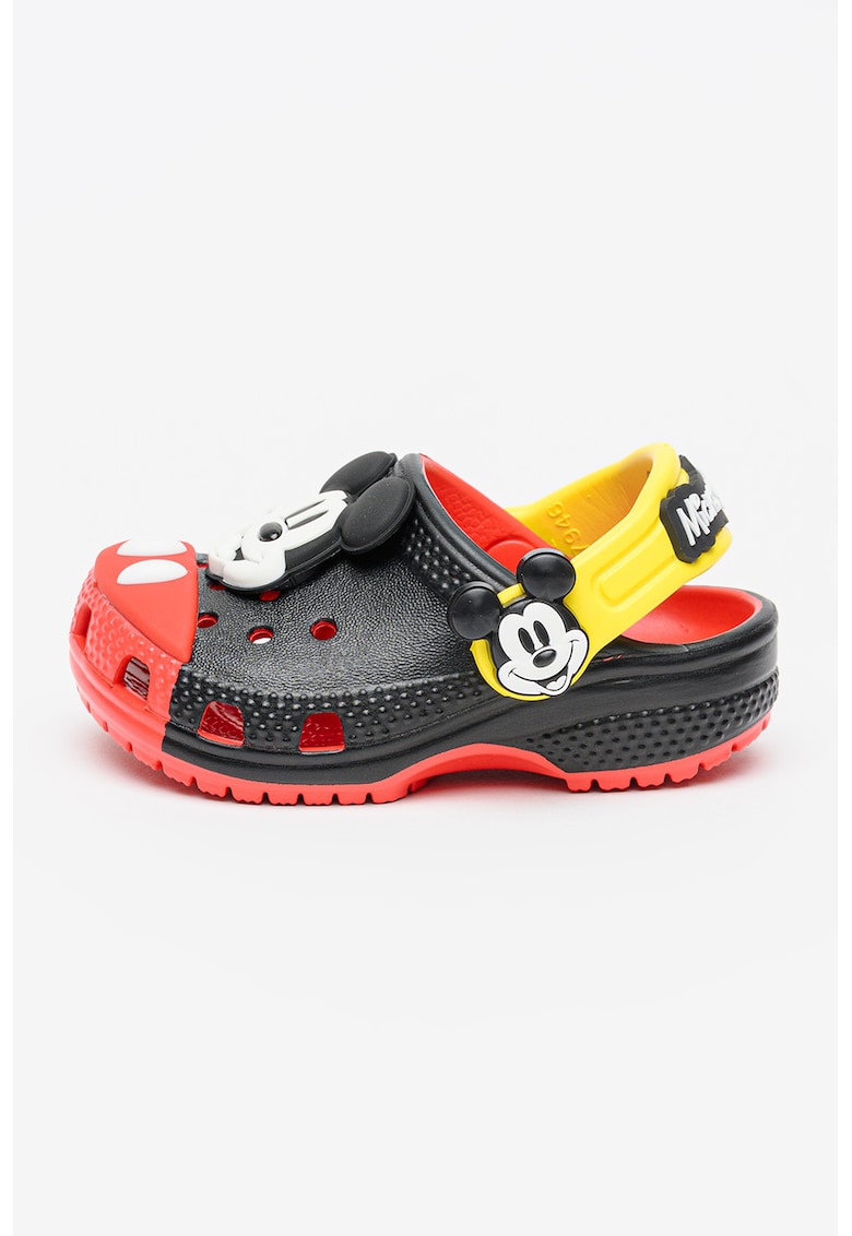 Saboti slingback cu aplicatie Mickey Mouse - Rosu/Negru