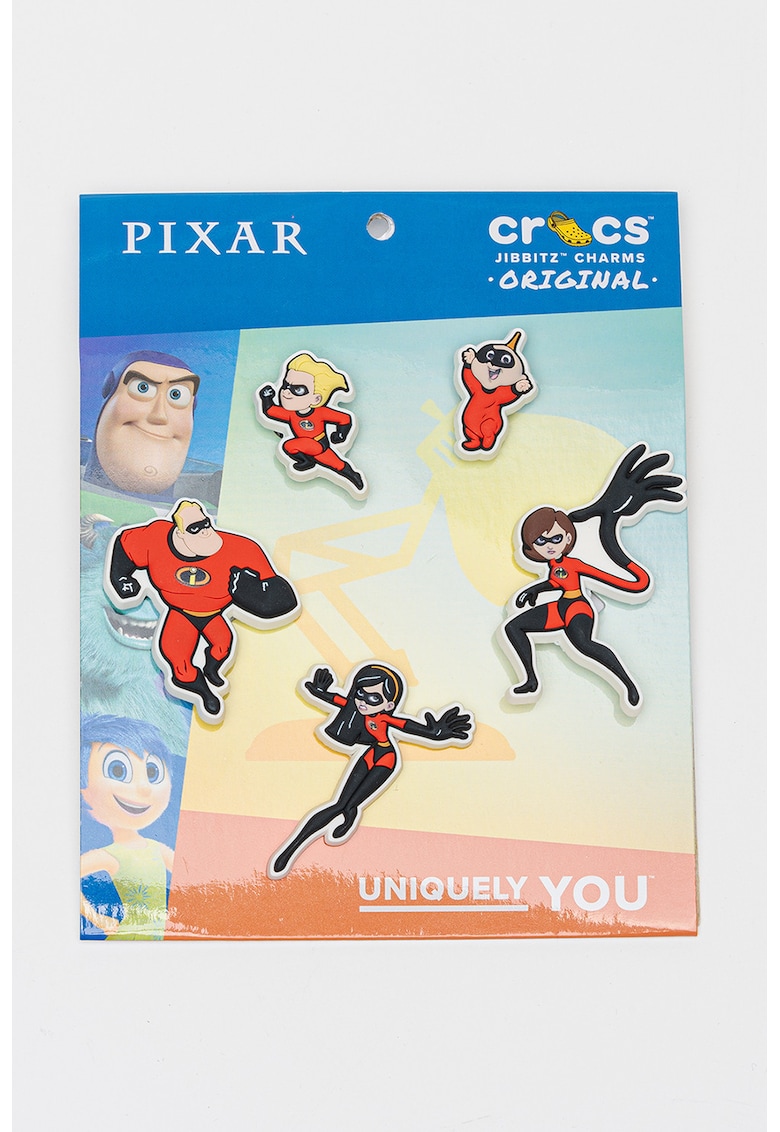 Set de talismane Jibbitz cu Pixar The Incredibles - 5 piese - Rosu/Negru