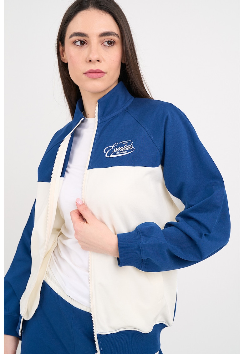Bluza de trening regular fit cu fermoar - Alb/Albastru inchis