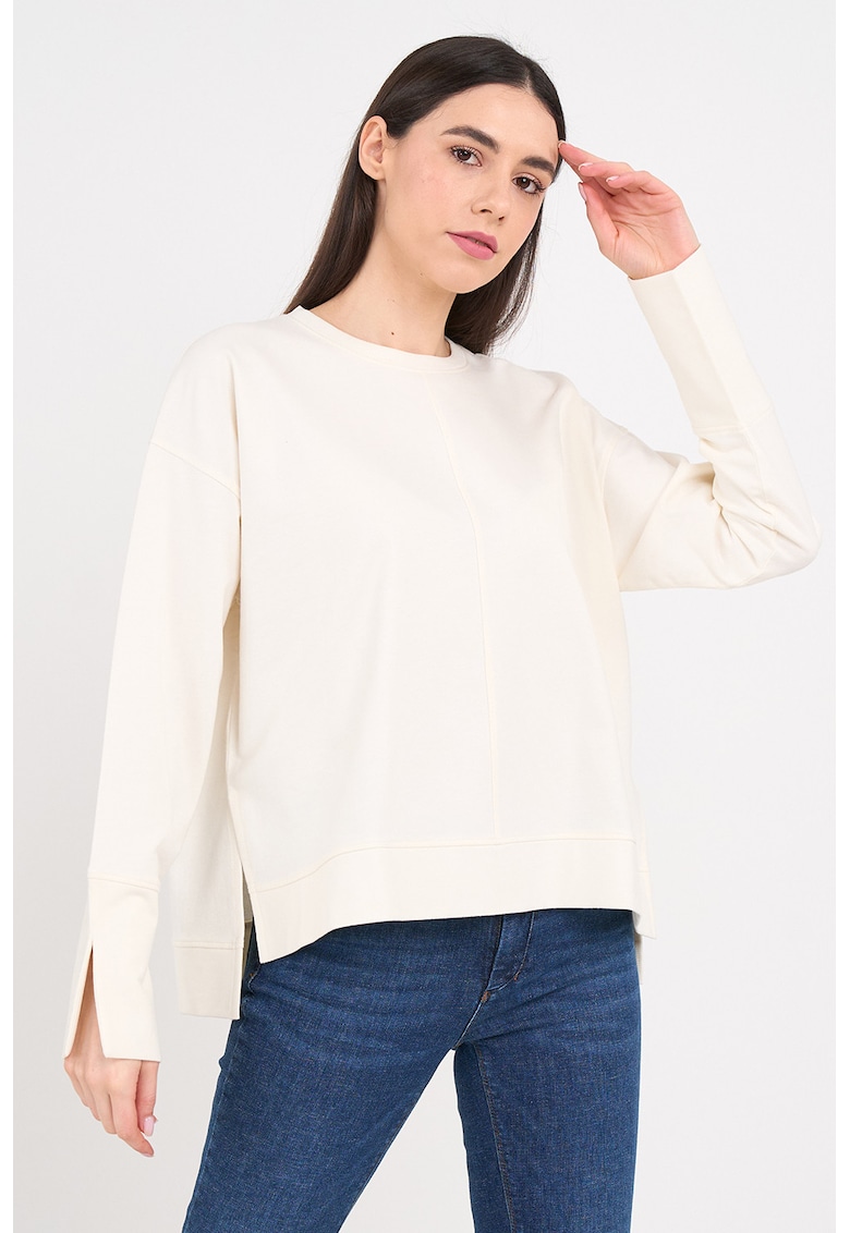 Bluza de trening lejera cu model uni - Alb fildes