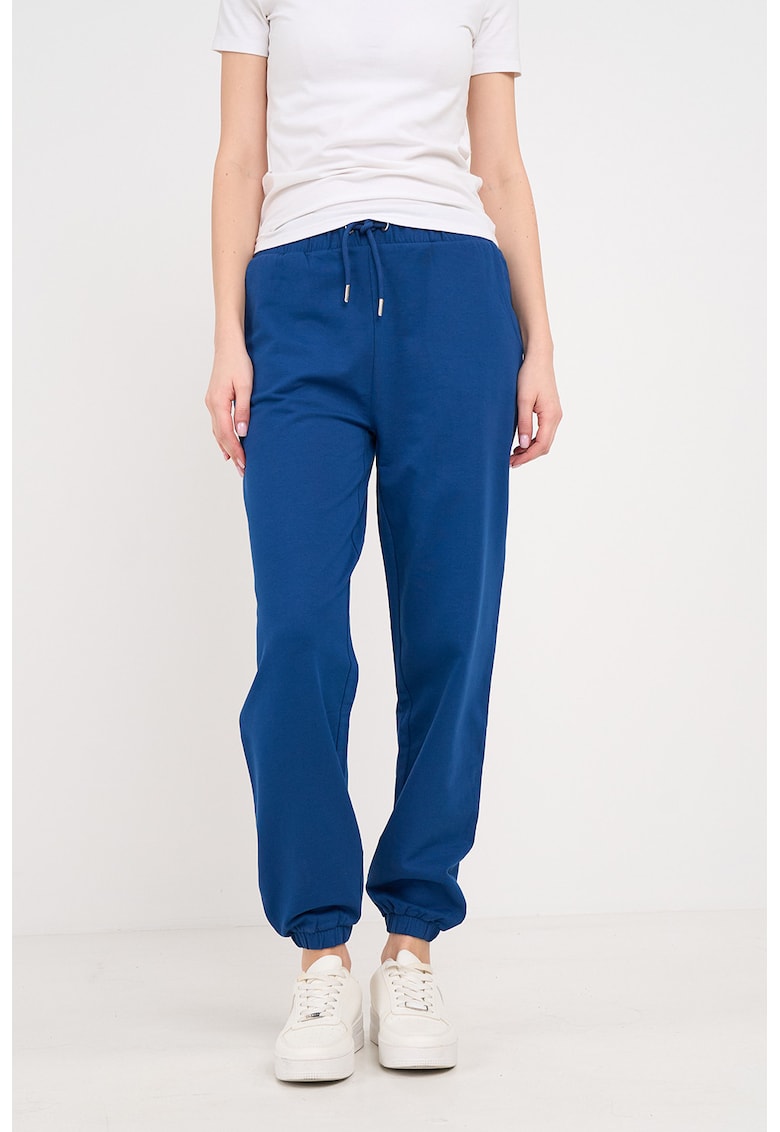 Pantaloni de trening regular fit cu snururi de ajustare - Albastru inchis