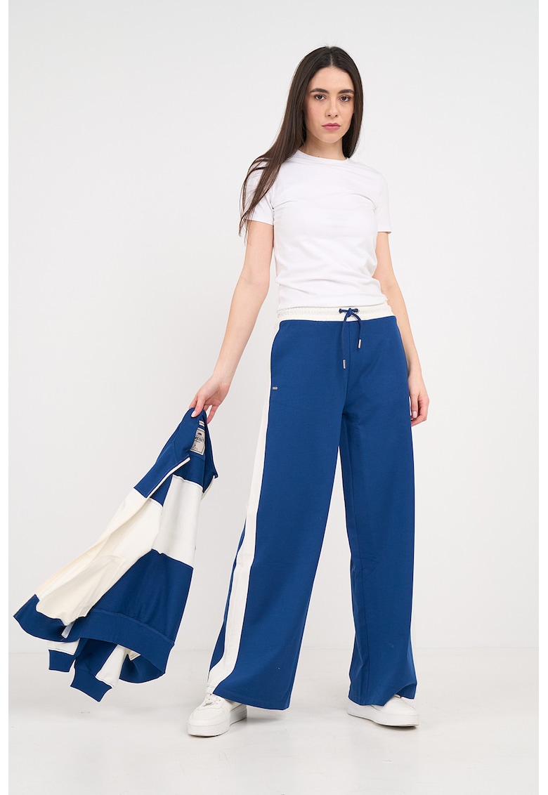 Pantaloni de trening cu croiala ampla si snururi de ajustare - Albastru inchis
