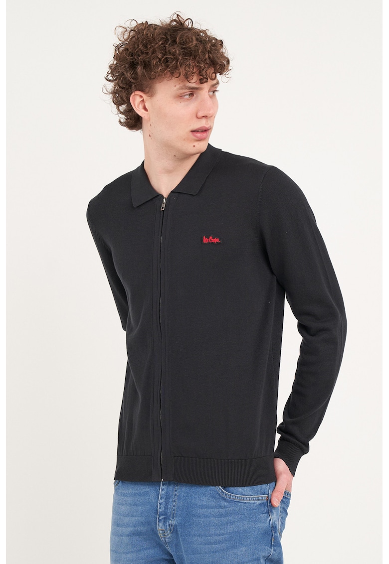 Bluza de trening slim fit cu fermoar - Negru