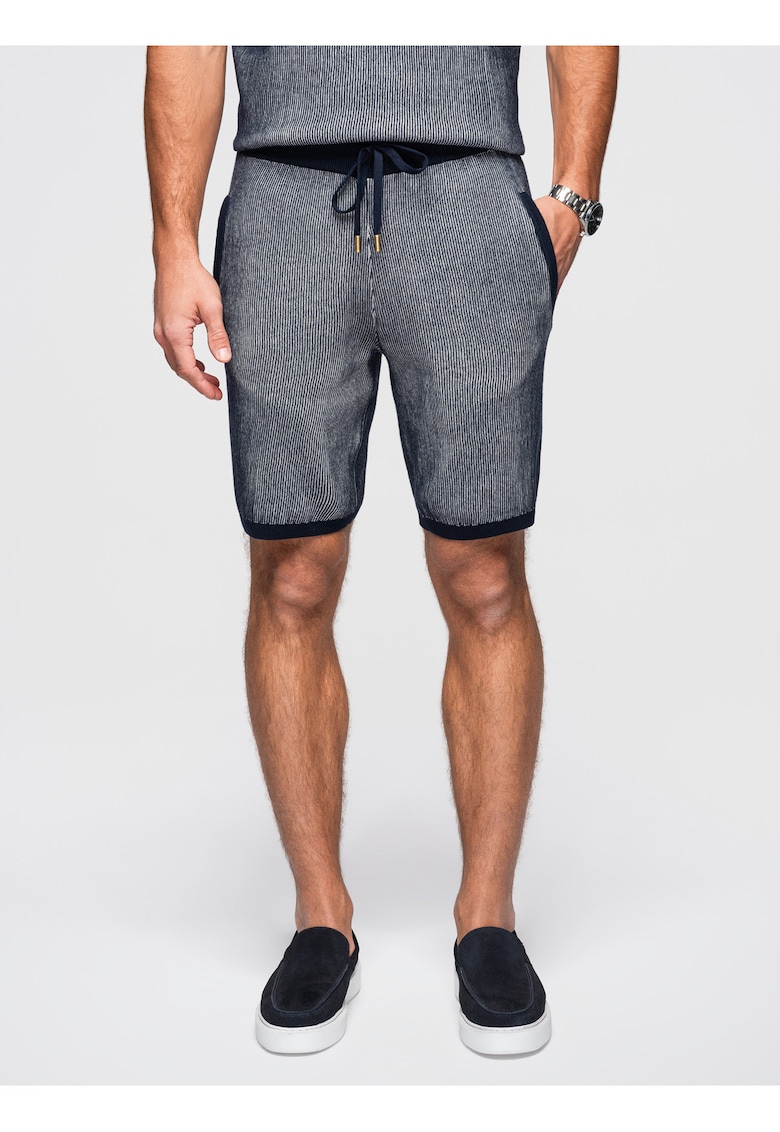 Pantaloni scurti din tricot OM-SRCS-0202 - Albastru inchis