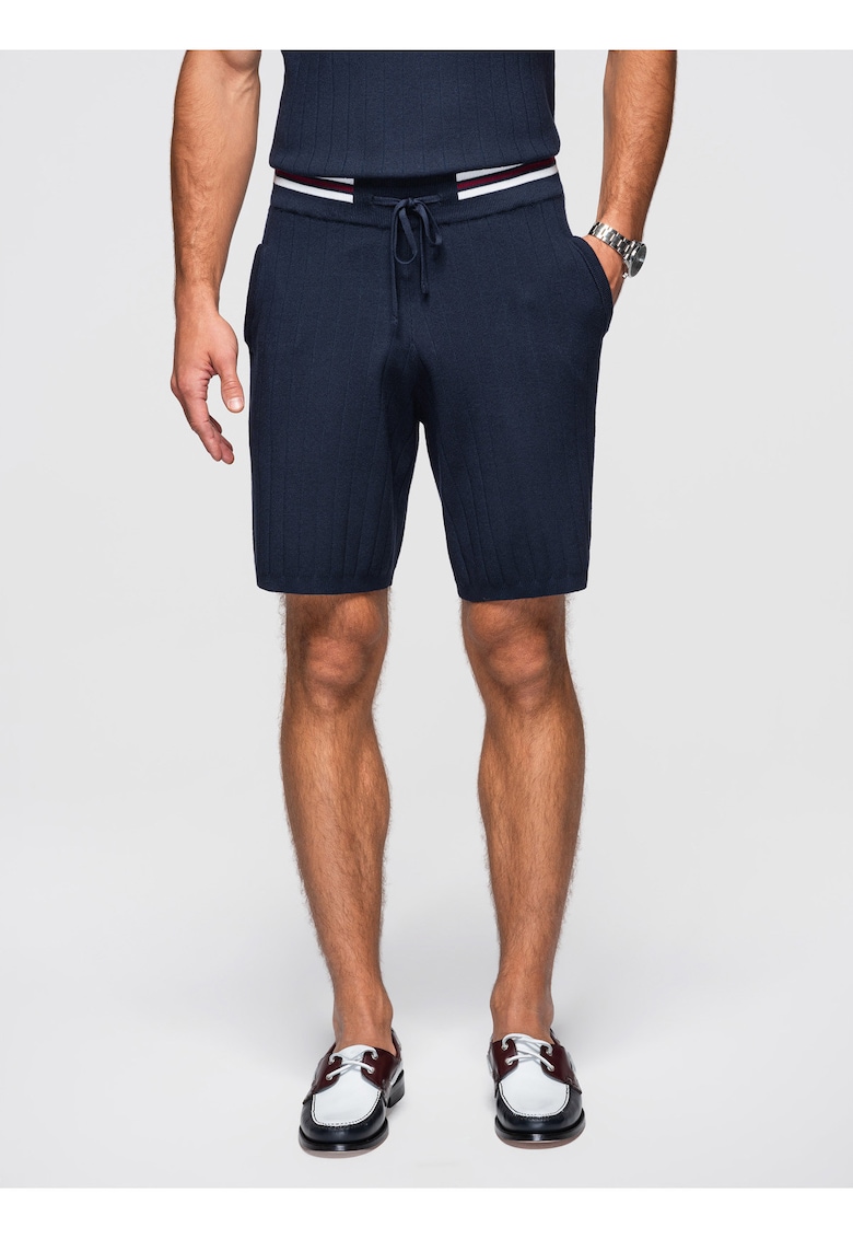 Pantaloni scurti din viscoza OM-SRCS-0203 - Albastru inchis