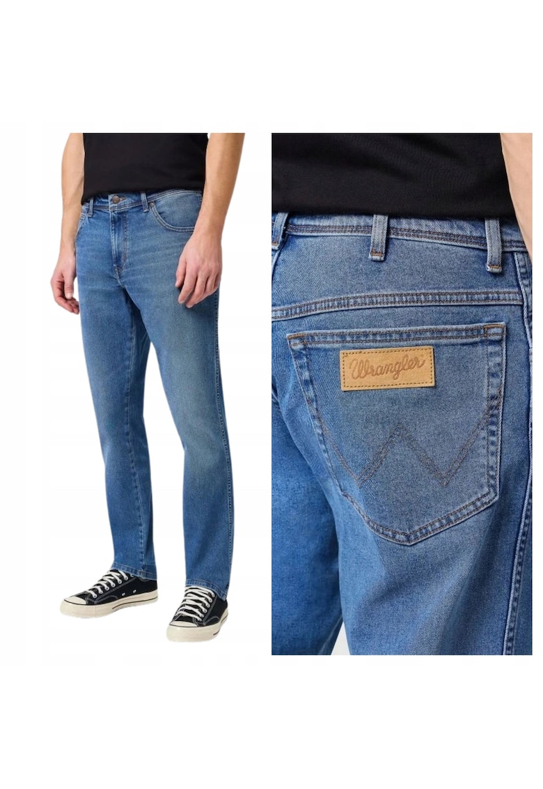 Blugi Barbati - Texas Slim Slim Fit - Talie Medie - 5 Buzunare - Lungi - Fermoar - Bumbac - Albastru - Albastru