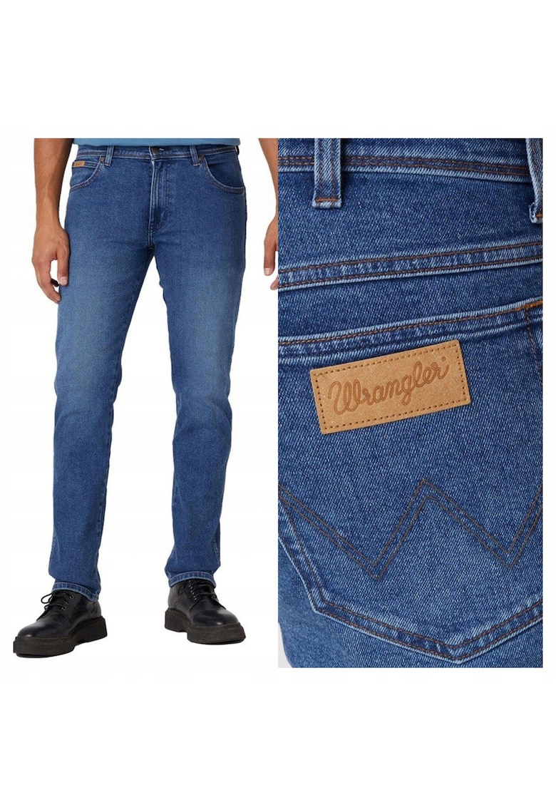 Blugi Barbati - Texas Slim - Slim Fit - Talie Medie - 5 Buzunare - Lungi - Fermoar - Bumbac - W50-L32 - Albastru