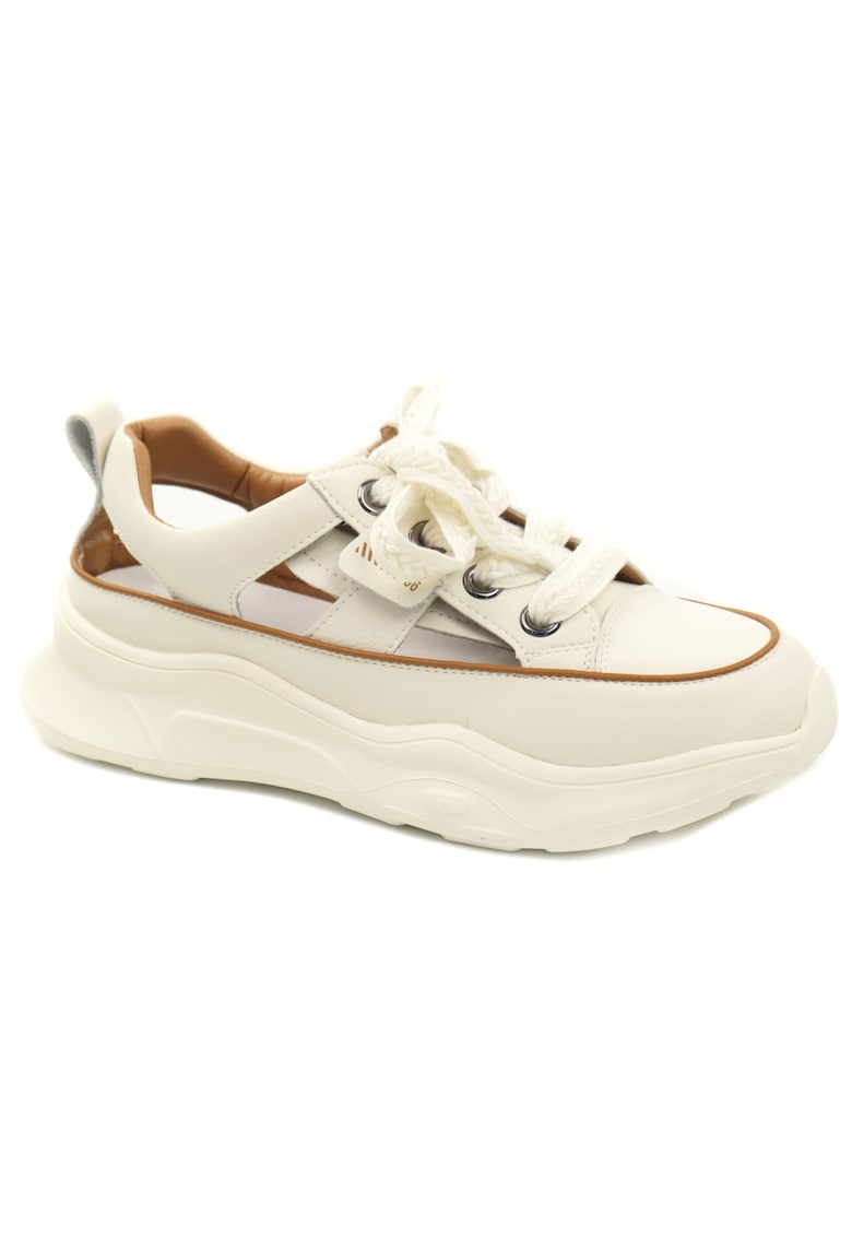 Pantofi dama decupati piele naturala 208 - Alb