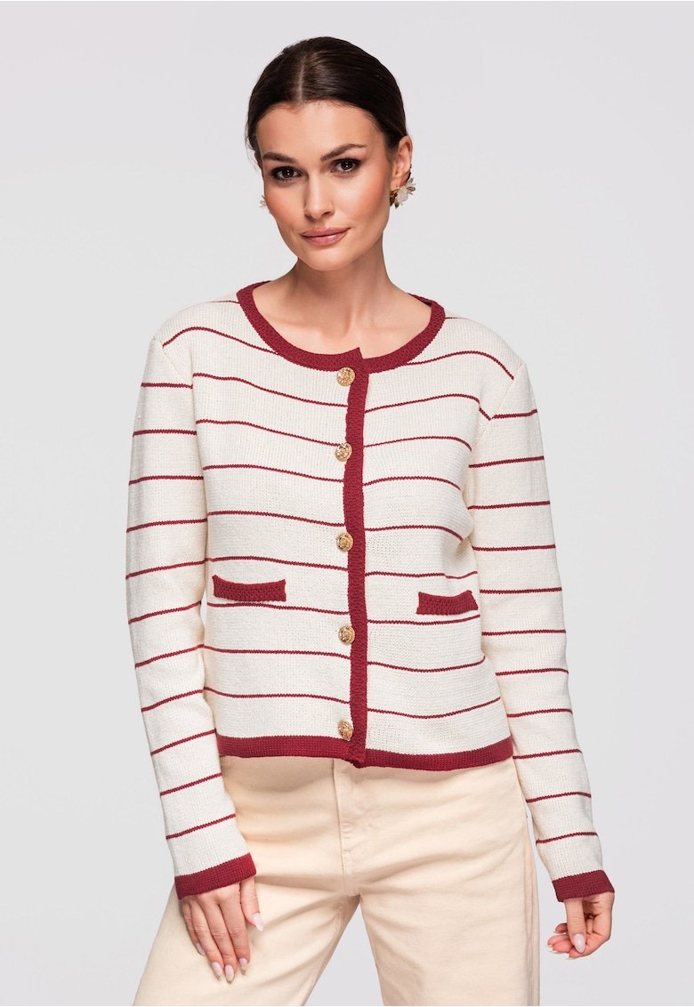 Cardigan din bumbac si acril OW-SWCD-0101 - Bordeaux