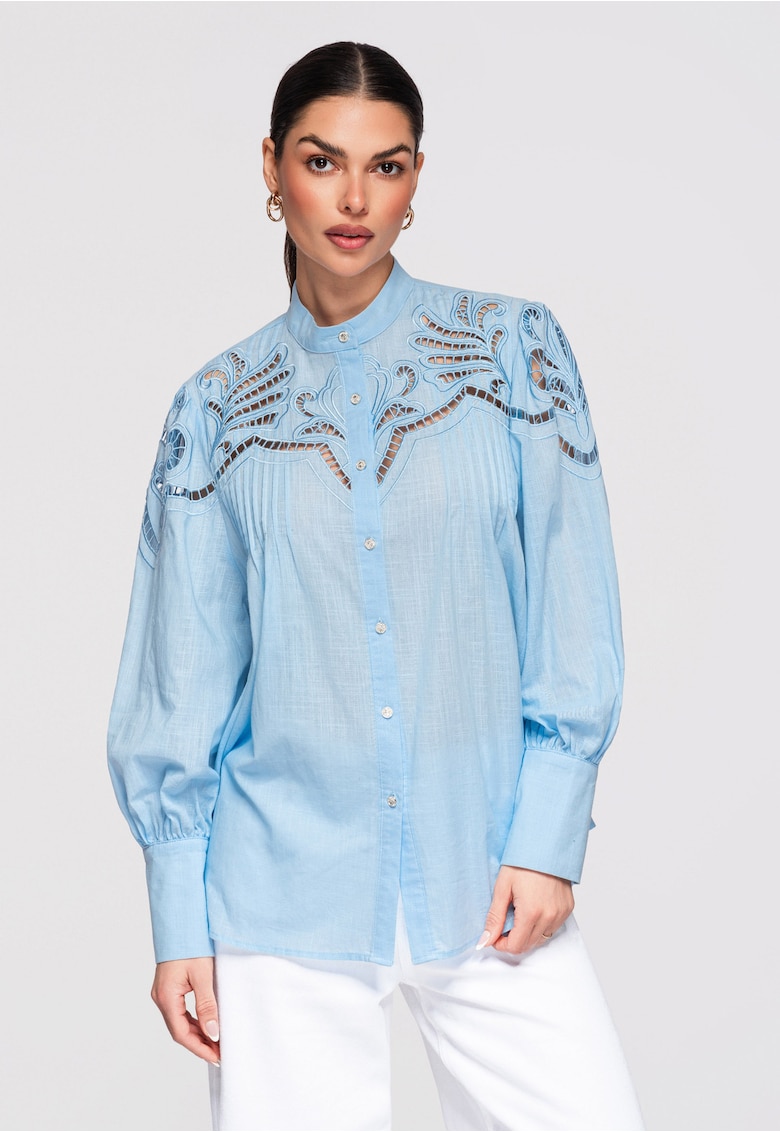 Camasa cu dantela OW-SH-E0022 - Albastru