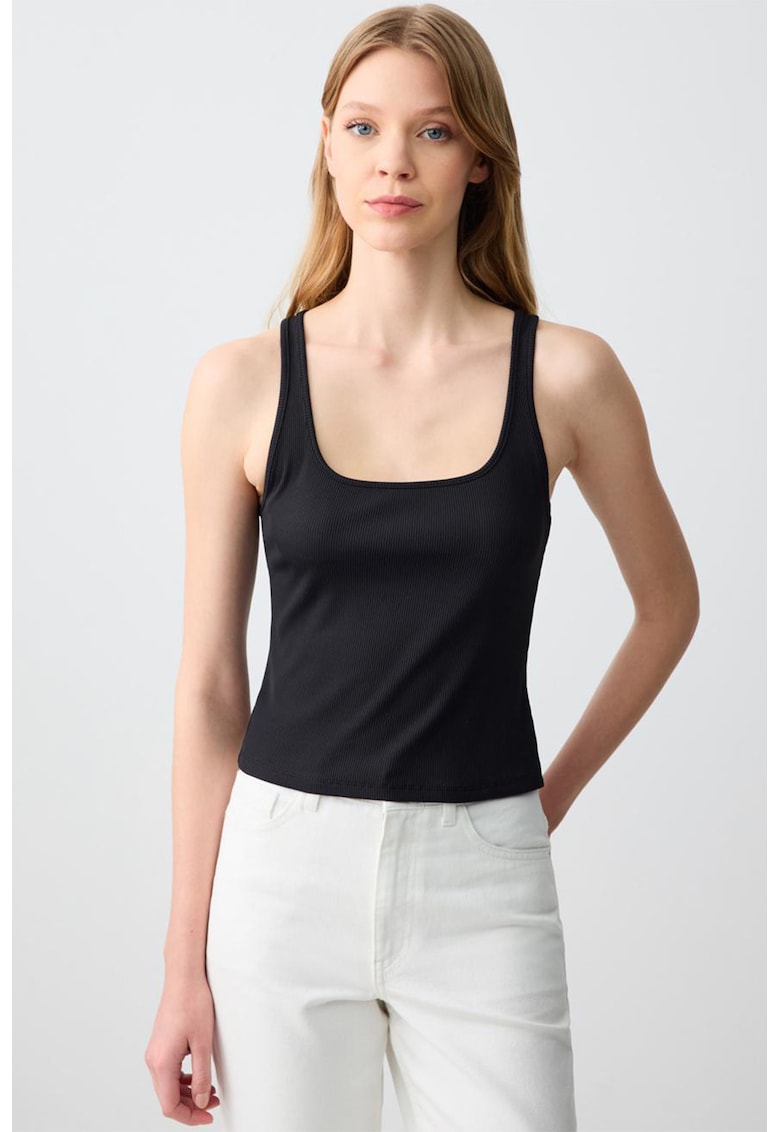 Top slim fit uni - Negru