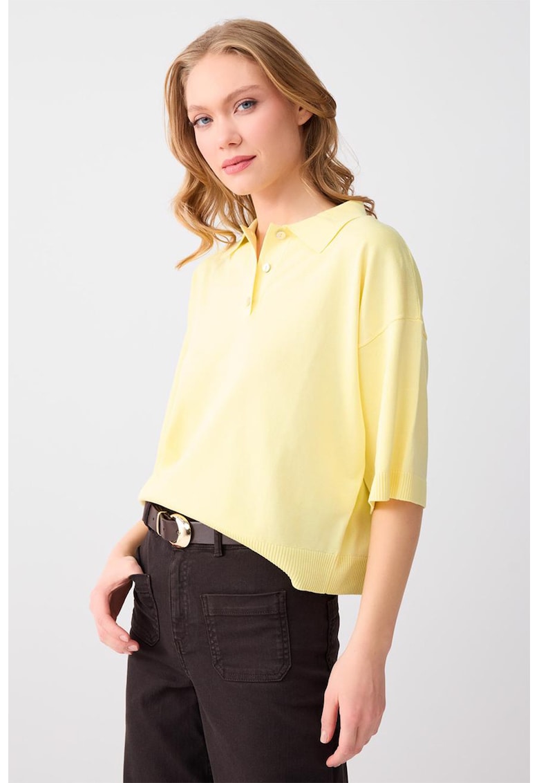 Tricou polo supradimensionat - Galben pai