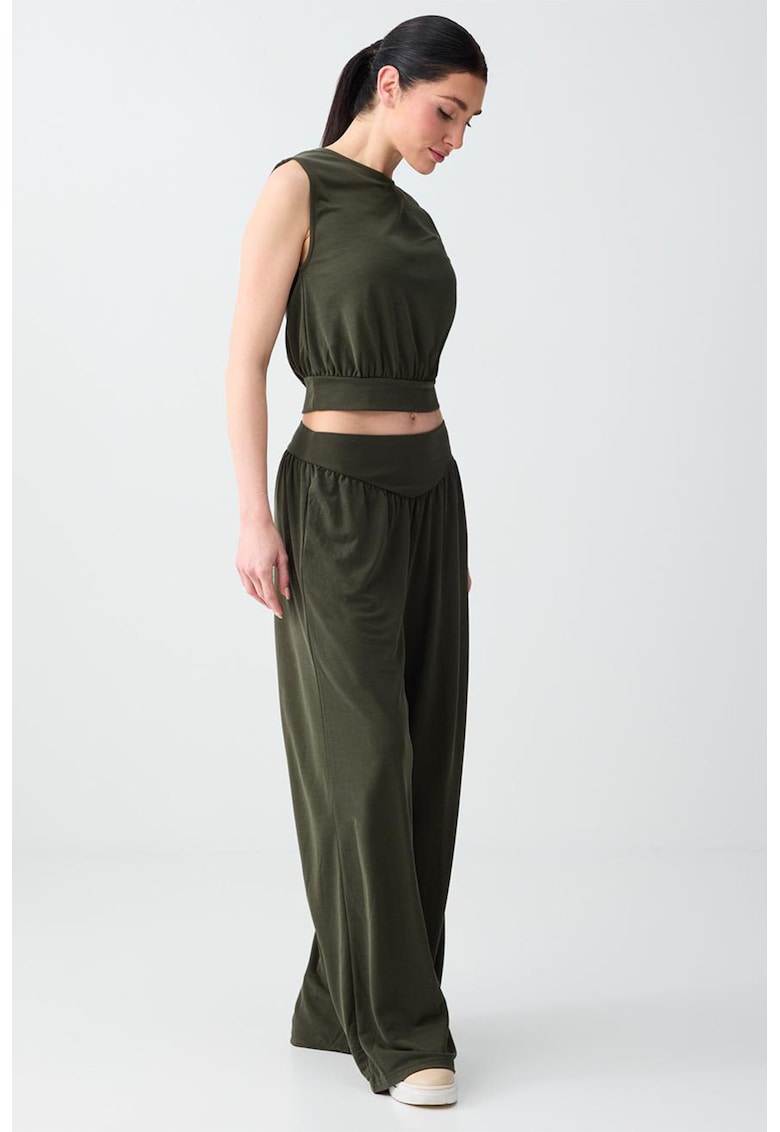 Pantaloni vaporosi din amestec de modal - Verde inchis