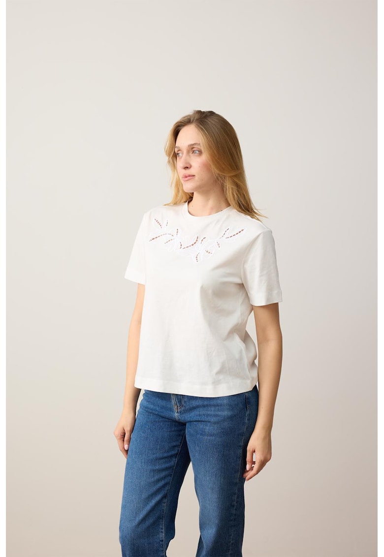Tricou cu detaliu perforat - Alb