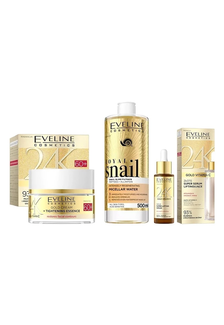 Set 24K Gold - Crema de fata fermitate 60+ 50ml - Ser Lifting 30ml - Apa Micelara Royal Snail 500ml