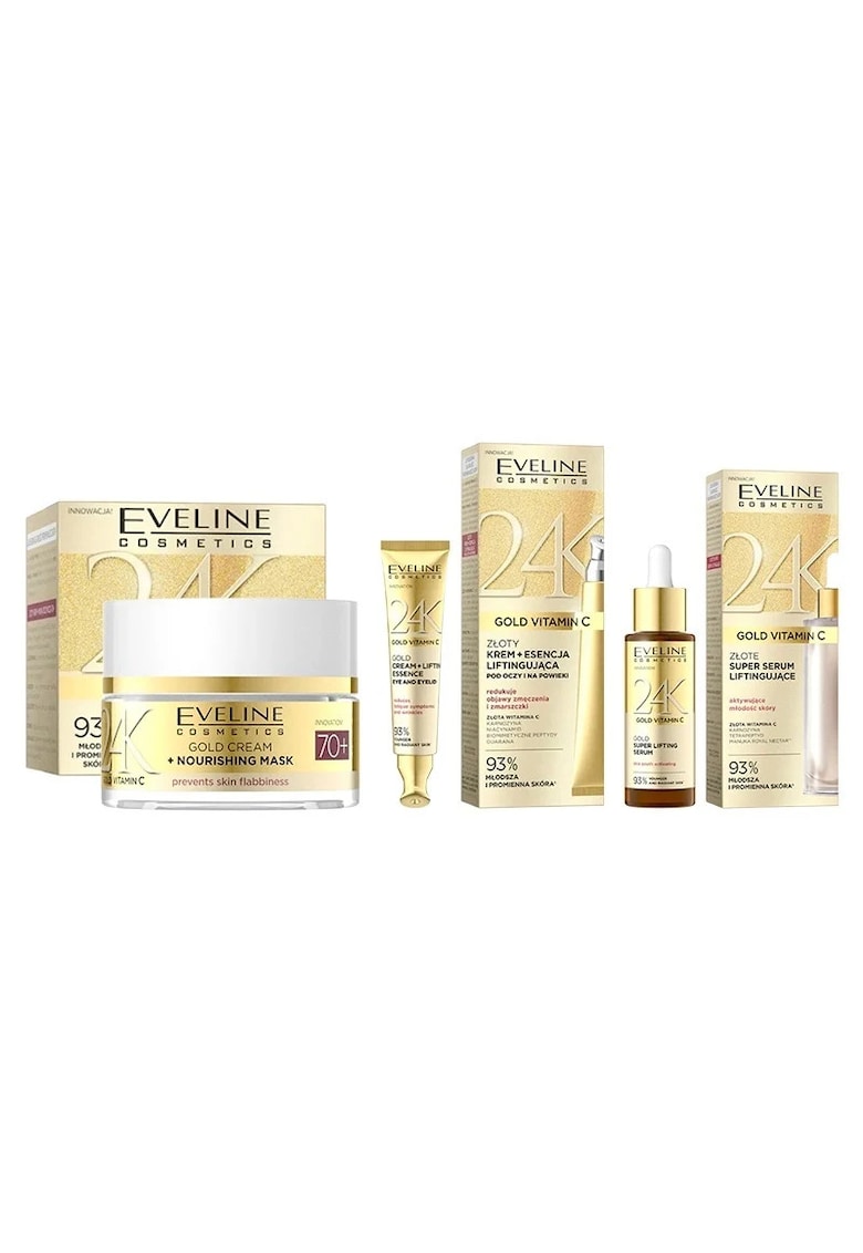 Set 24K Gold Vitamin C - Crema 70+ - Crema Ochi 15ml - Ser Lifting 30ml - anti-aging - hidratare intensa