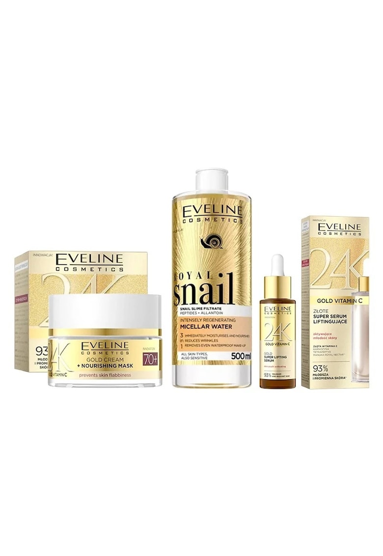 Set 24K Gold - Crema 70+ 50ml - Ser Lifting 30ml - Apa Micelara Royal Snail 500ml