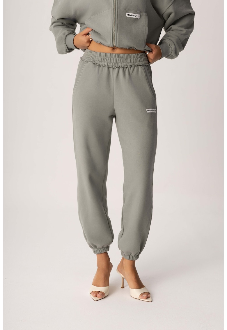 LAZE Pantaloni sport dama din bumbac verde casual confortabili - Verde
