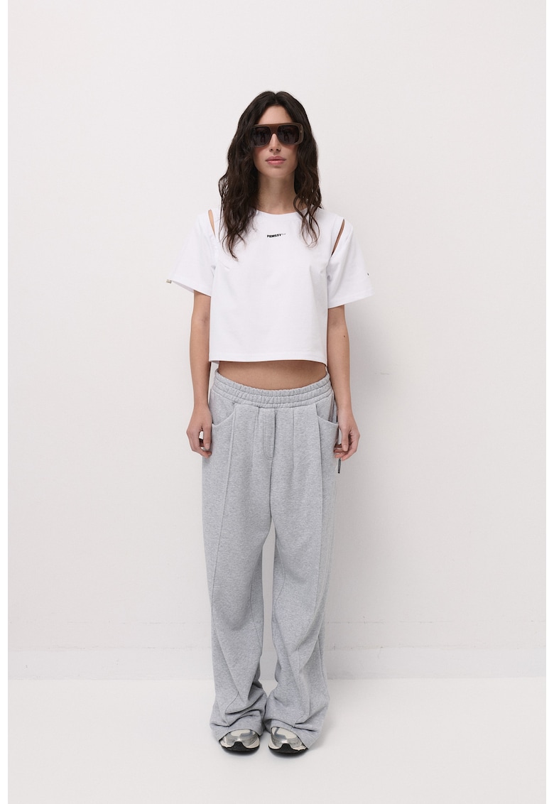 FLOW Pantaloni sport dama din bumbac gri casual confortabili - Gri