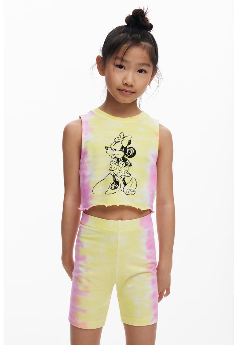 Colanti scurti cu model tie-dye - Galben/Roz