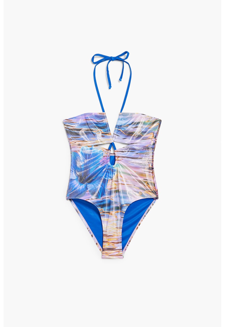 Costum de baie intreg cu decolteu halter - Multicolor