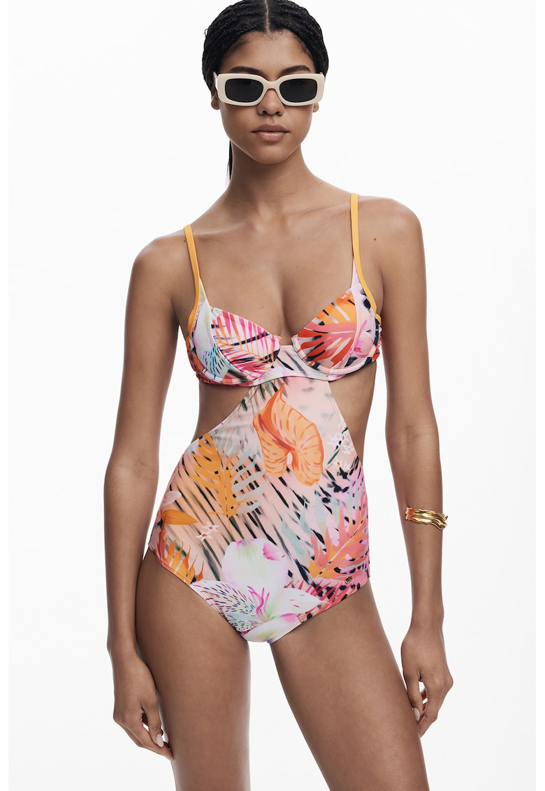 Costum de baie intreg cu decupaje laterale - Multicolor