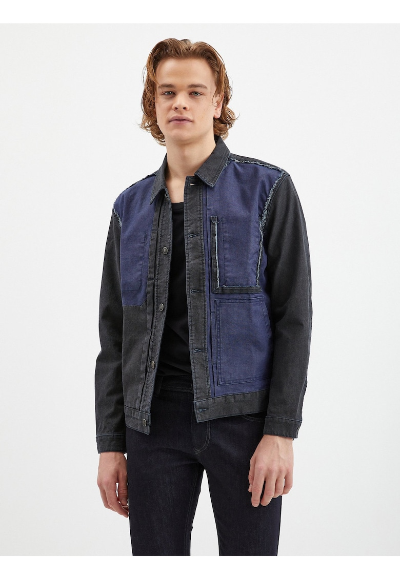 Jacheta colorblock din denim