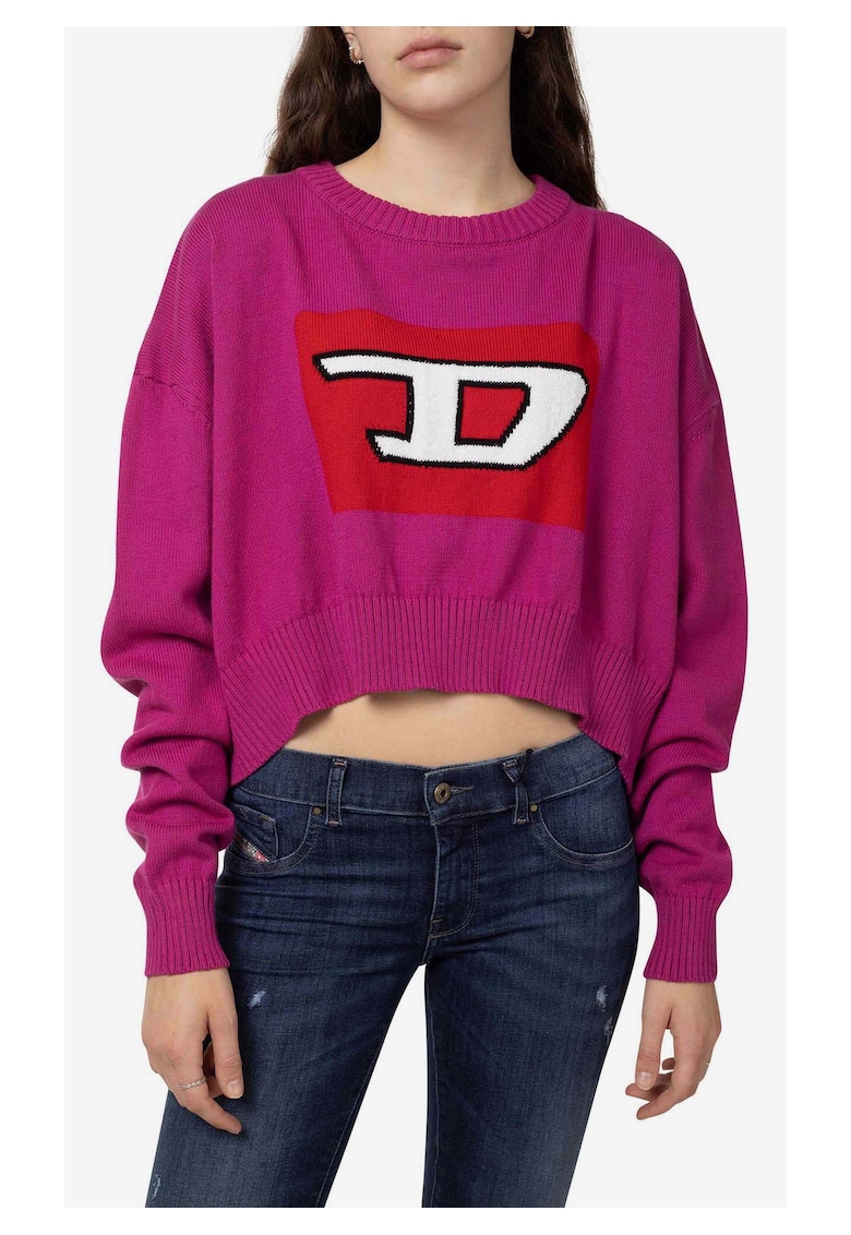 Pulover asimetric cu imprimeu logo
